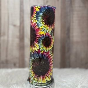 20 oz skinny tumbler sunflowers tie dye multicolor